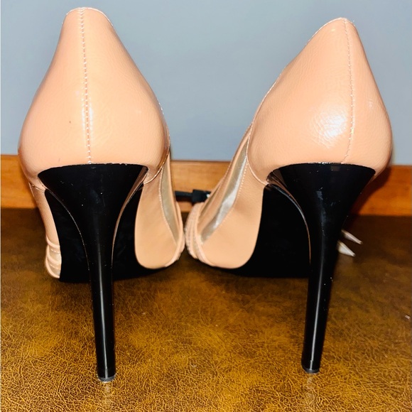 NWT ZARA Tan Mesh and Leather Striped Pumps with Black Heel and Sole Size 9 - Picture 2 of 8